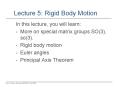 Lecture 5: Rigid Body Motion PowerPoint PPT Presentation