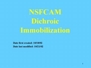 NSFCAM Dichroic Immobilization