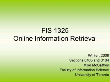 FIS 1325 Online Information Retrieval