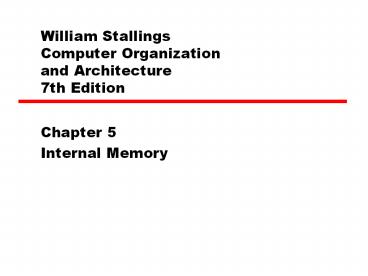 William Stallings Computer Organization and Architecture 7th Edition