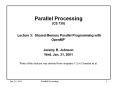 Parallel Processing (CS 730)  Lecture 5: Shared Memory Parallel Programming with OpenMP* PowerPoint PPT Presentation