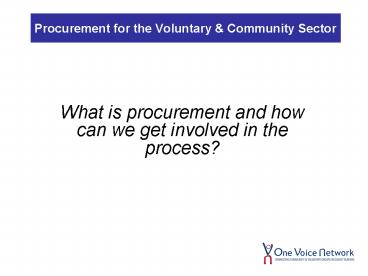 Procurement for the Voluntary