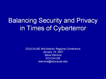 Balancing Security and Privacy in Times of Cyberterror