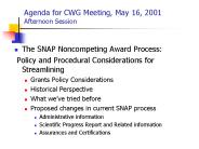 The SNAP Noncompeting Award Process: