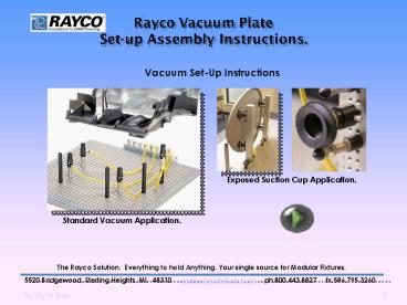 Rayco Vacuum Plate Setup Assembly Instructions'