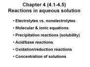 Chapter 4 (4.1-4.5) Reactions in aqueous solution