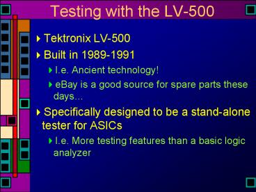 Testing with the LV500