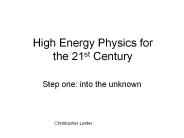 High Energy Physics for the 21st Century