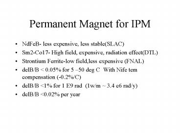Permanent Magnet for IPM