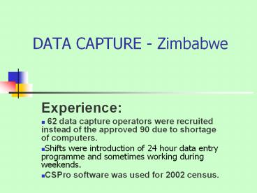 DATA CAPTURE - Zimbabwe