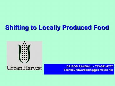 Shifting to Locally Produced Food