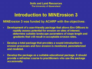 Introduction to MINErosion 3