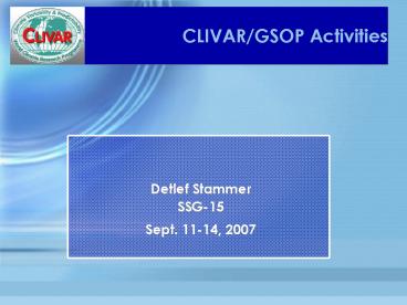 CLIVARGSOP Activities