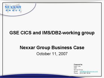 GSE CICS and IMSDB2working group