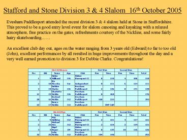 Stafford and Stone Division 3