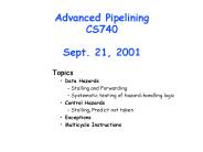 Advanced Pipelining CS740 Sept' 21, 2001