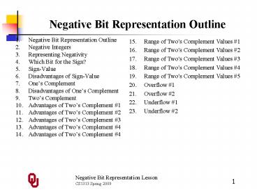 Negative Bit Representation Lesson