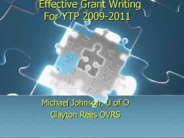 Effective Grant Writing For YTP 20092011