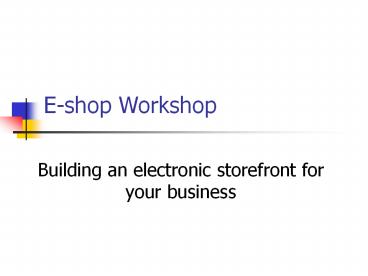 E-shop Workshop