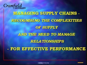 Defence Technology Management