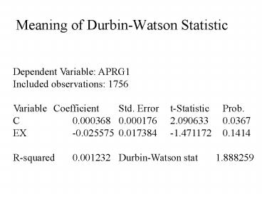 Meaning of DurbinWatson Statistic