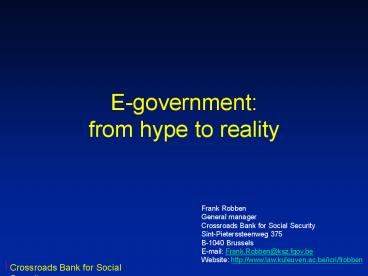 E-government: from hype to reality