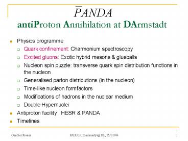 antiProton Annihilation at DArmstadt