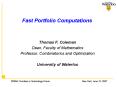 Fast Portfolio Computations PowerPoint PPT Presentation