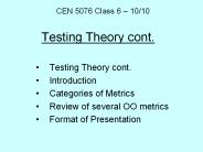 Testing Theory cont.
