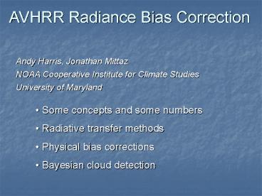 AVHRR Radiance Bias Correction