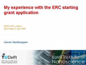 My experience with the ERC starting grant application