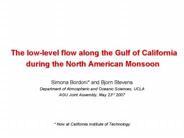 Simona Bordoni and Bjorn Stevens