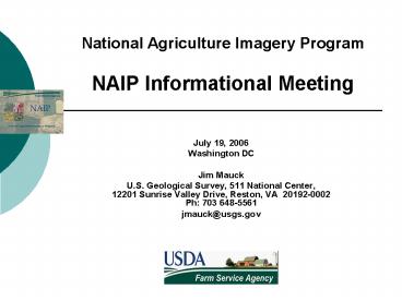 National Agriculture Imagery Program NAIP Informational Meeting