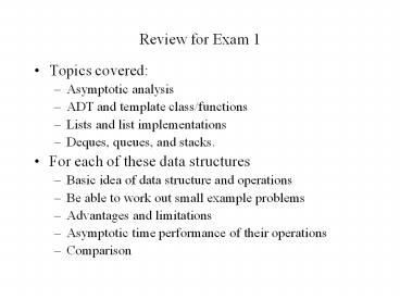 Review for Exam 1