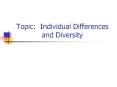 Topic: Individual Differences and Diversity PowerPoint PPT Presentation