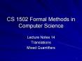 CS 1502 Formal Methods in Computer Science PowerPoint PPT Presentation