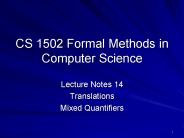 CS 1502 Formal Methods in Computer Science