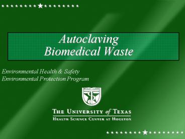 Autoclaving Biomedical Waste