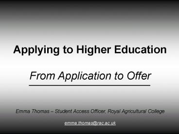 Applying to Higher Education