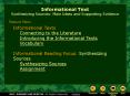 Informational Text Synthesizing Sources: Main Ideas and Supporting Evidence PowerPoint PPT Presentation