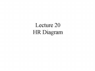 Lecture 20 HR Diagram