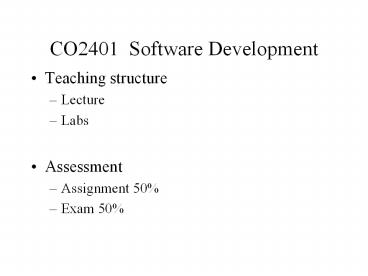 CO2401 Software Development