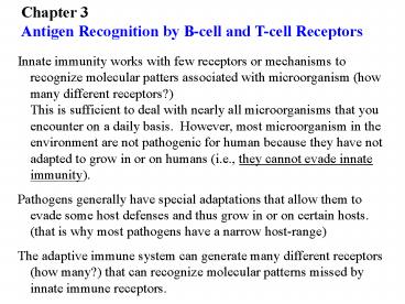 Chapter 3 Antigen Recognition by Bcell and Tcell Receptors