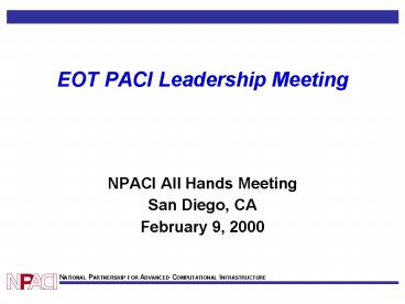 EOT PACI Leadership Meeting