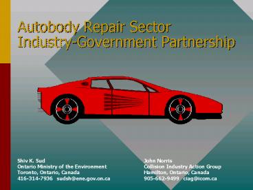 Autobody Repair Sector IndustryGovernment Partnership