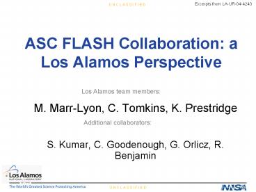 ASC FLASH Collaboration: a Los Alamos Perspective