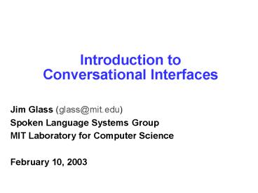 Introduction to Conversational Interfaces presentation | free to download
