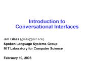 Introduction to Conversational Interfaces