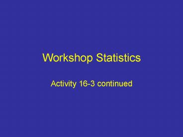 Workshop Statistics