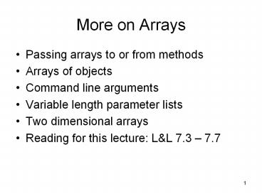 More on Arrays